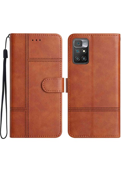 Xiaomi Redmi İçin 10 2022 4G Cowhide Doku Iş Stili Pu Deri Flip Kapak Cüzdan Stand Anti-Çizelge Telefon Kılıfı (Yurt Dışından)