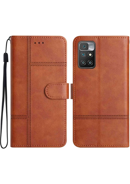 Lr Joyful Xiaomi Redmi İçin 10 2022 4G Cowhide Doku Iş Stili Pu Deri Flip Kapak Cüzdan Stand Anti-Çizelge Telefon Kılıfı (Yurt Dışından)