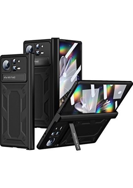 Xiaomi Mix İçin Katlama 2 5G Katlanır Telefon Kılıfı ile Kickstand Manyetik Menteşe Akıllı Telefon Kapağı Temperli Cam Ekran Koruyucu Film (Yurt Dışından)