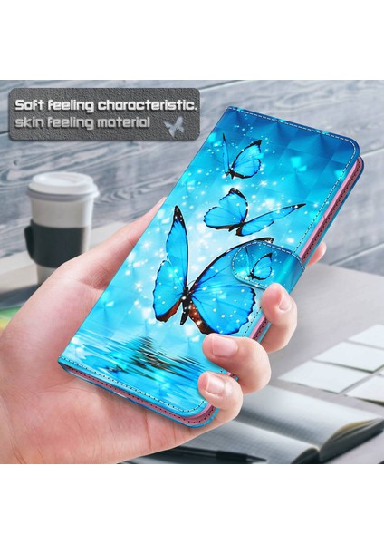 Xiaomi 11T 5G / 11T Pro 5G Pu Deri Flip Case Zarif 3D Desen Baskı Manyetik Kapanma Stand Cüzdan Telefon Kapağı Kayışlı (Yurt Dışından)