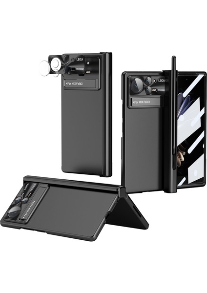 Xiaomi Mix İçin Kat 2 5G Menteşe + Stylus Kalem Tasarımı Elektrokaplama Sabit Pc Lens Koruması Temperli Cam Ekran Koruyucusu ile Önleme Önleyici Telefon Kılıfı (Yurt Dışından)