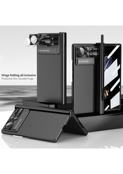 Xiaomi Mix İçin Kat 2 5G Menteşe + Stylus Kalem Tasarımı Elektrokaplama Sabit Pc Lens Koruması Temperli Cam Ekran Koruyucusu ile Önleme Önleyici Telefon Kılıfı (Yurt Dışından)