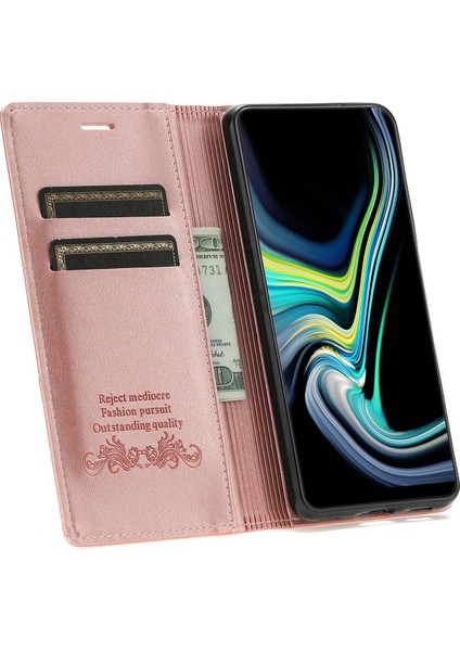 Samsung Galaxy A54 Için 5g Pu Deri Cüzdan Kılıfı Stand Manyetik Emilim Koruyucu Folio Flip Telefon Kapak Golü Altın (Yurt Dışından)