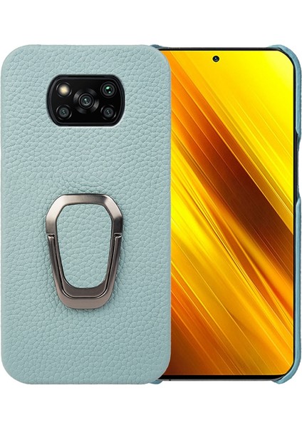 Lr Joyful Xiaomi Poco X3 / X3 Nfc / X3 Pro, Ring Kickstand ile Telefon Kılıfı, Çizgi Anti-Cratch Orijinal Deri Kaplamalı Pc Akıllı Telefon Kapağı (Yurt Dışından)