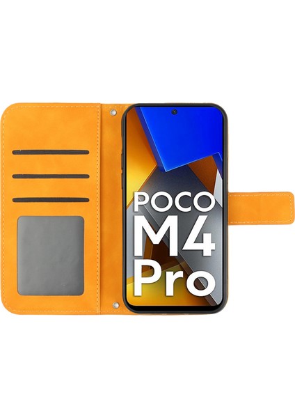 Lr Joyful Xiaomi İçin Poco M4 Pro 4G HT04 HT04 Greck-Depoof Pu Deri Ayçiçeği Baskılı Cüzdan Özelliği Stand Standı Kılıf (Yurt Dışından)