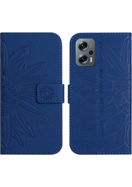 Xiaomi Poco X4 Gt 5G / Redmi Note 11T Pro 5G / 11T Pro+ 5G HT04 Pu Deri Baskılı Ayçiçeği Bırakma Damlalı Kılıflı Kılıf Cilt Touch Telefon Stand Cüzdan Kapağı Omuz Kayışı (Yurt Dışından)