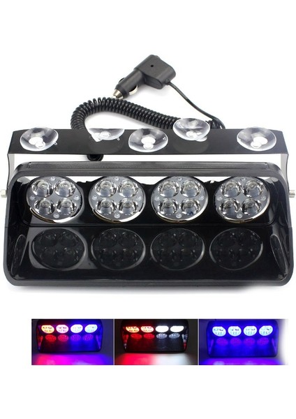 Cam Içi Çakar Lamba Uzaktan Kumandali 16 LED 24W 12V Kirmizi-Mavi / LAPA520
