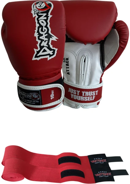 Attack Boks Eldiveni Kick Boks Muay Thai Boks Eldiveni ve Whiteface Bandaj 2'li Set