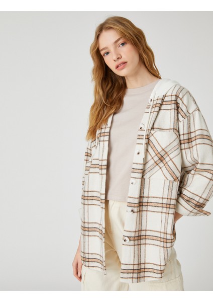 Oversize Oduncu Gömleği Kapüşonlu Uzun Kollu