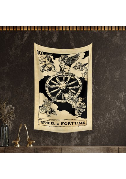 Tarot Kartı Wheel And Fortune Duvar Örtüsü Halısı