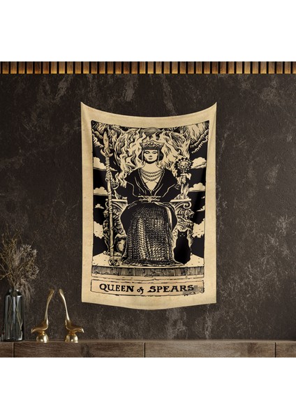 Tarot Kartı Queen Of Spears Duvar Örtüsü Halısı