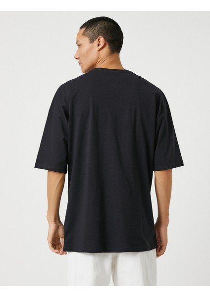 Basic Oversize Tişört Bisiklet Yaka Kısa Kollu