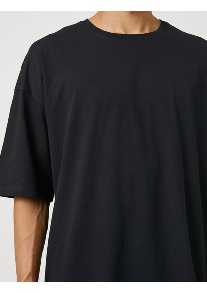 Basic Oversize Tişört Bisiklet Yaka Kısa Kollu