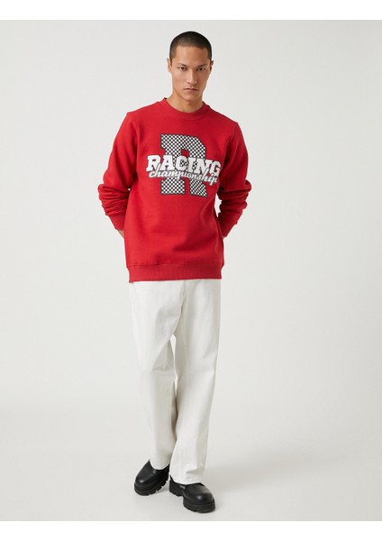 Yarış Temalı Sweatshirt Baskılı Bisiklet Yaka Uzun Kollu fiyatları