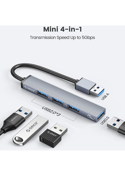 4 Port Usb3.0 USB Ultra Slim Çoklayıcı Hub, AH-A13