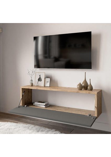 Delphin 100 cm Kapaklı Tv Ünitesi DLP12-AA Çam-Antrasit Gri fiyatları