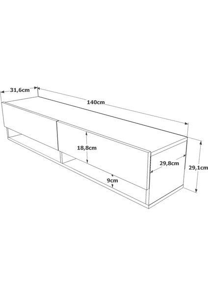 Delphin 140 cm Raflı KapaklıTv Ünitesi DLP11-A Çam modelleri