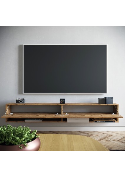 Delphin 180 cm Kapaklı Raflı Tv Ünitesi DLP9-AW Çam-Beyaz fiyatları