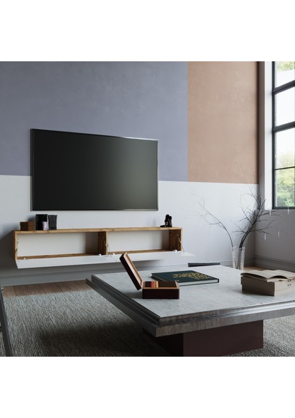 Delphin 180 cm Kapaklı Tv Ünitesi DLP8-AW Çam-Beyaz fiyatları