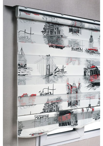 Brillant Etekli Istanbul Desenli Zebra Stor Güneşlik Perdeler
