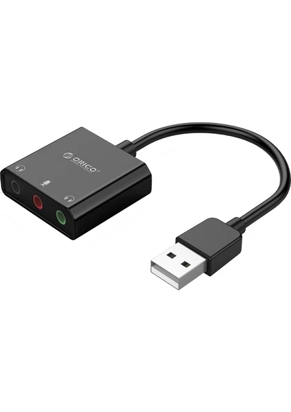 USB 2.0 TRS / TRRS 3.5mm Jack Girişli Harici Ses Kartı Siyah