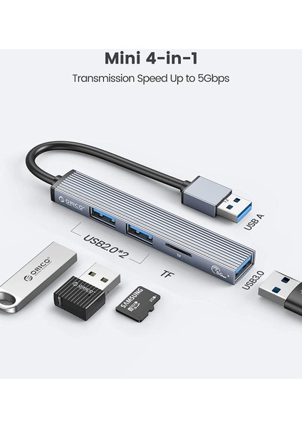 3 Portlu USB 3.0 Çoklayıcı TF Micro SD Kart Okuyucu Hub Alüminyum