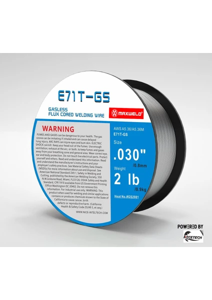 E71T-GS Gazsız Özlü Kaynak Teli 0.80 mm 1 kg Paket