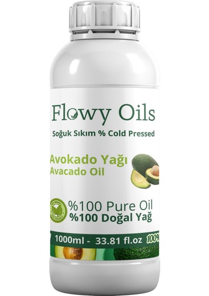 Avokado Yağı %100 Doğal Bitkisel Sabit Yağ Avacado Oil 1000 ml 1 Litre