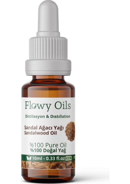 Flowy Oils Sandal Ağacı Yağı %100 Doğal Bitkisel Uçucu Yağ Sandalwood Oil 10 ml