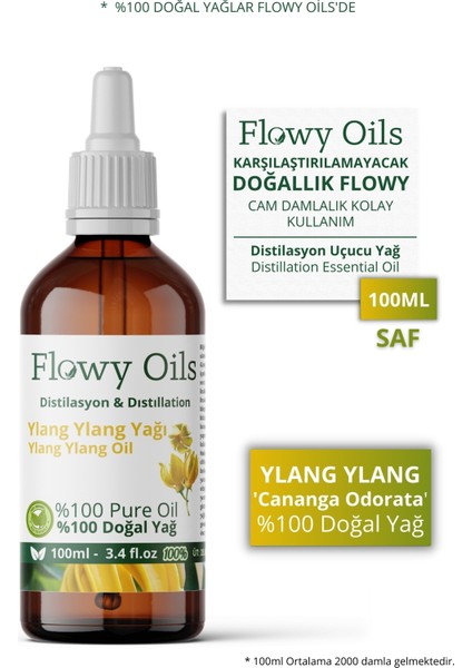 Ylang Ylang Yağı %100 Doğal Bitkisel Uçucu Yağ Ylang Ylang Oil 100 ml