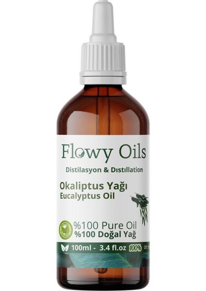 Flowy Oils Okaliptüs Yağı %100 Doğal Bitkisel Uçucu Yağ Eucalyptus Oil 100 ml