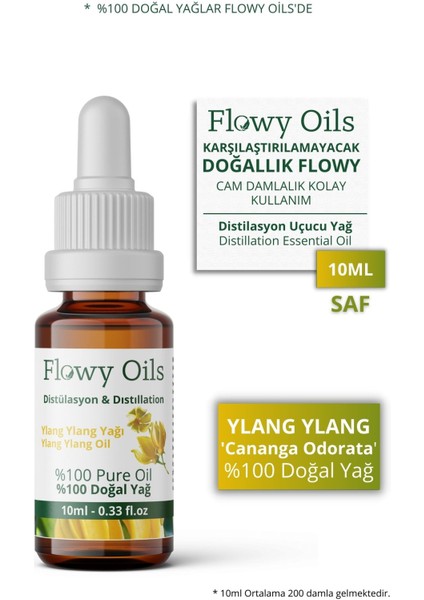 Flowy Oils Ylang Ylang Yağı %100 Doğal Bitkisel Uçucu Yağ 10 ml