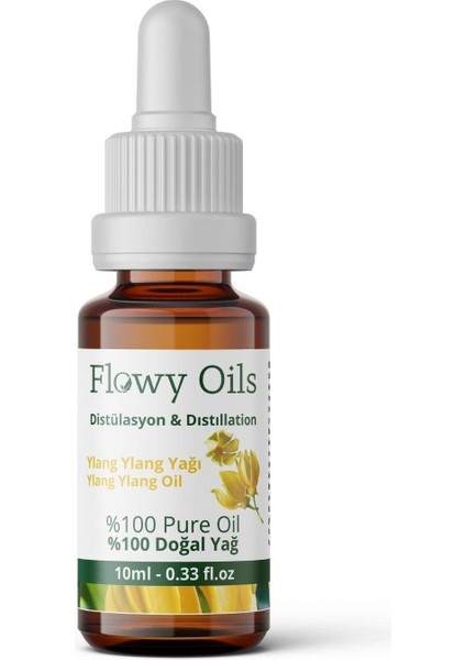 Flowy Oils Ylang Ylang Yağı %100 Doğal Bitkisel Uçucu Yağ 10 ml