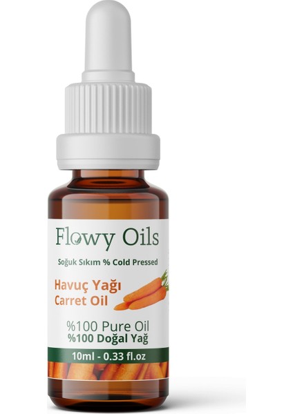 Flowy Oils Havuç Yağı %100 Doğal Bitkisel Sabit Yağ Carrot Oil 10 ml