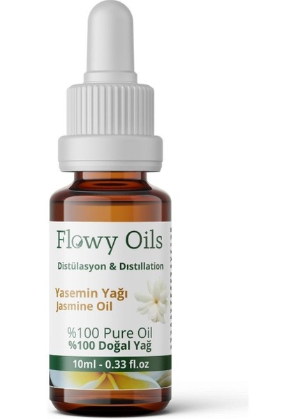 Flowy Oils Yasemin Yağı %100 Doğal Bitkisel Uçucu Yağ Jasmine Oil 10 ml