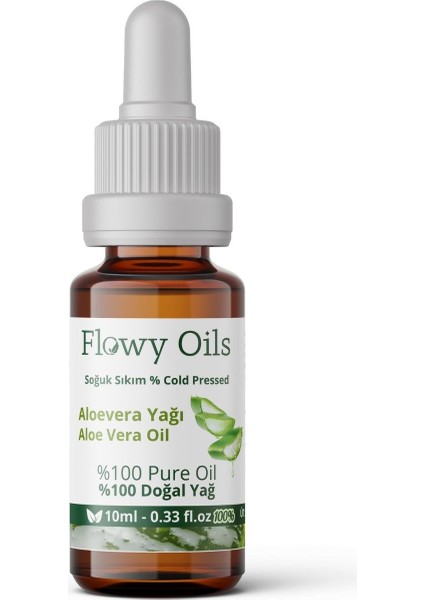 Flowy Oils Aloevera Yağı %100 Doğal Bitkisel Uçucu Yağ Aloe Vera Oil 10 ml