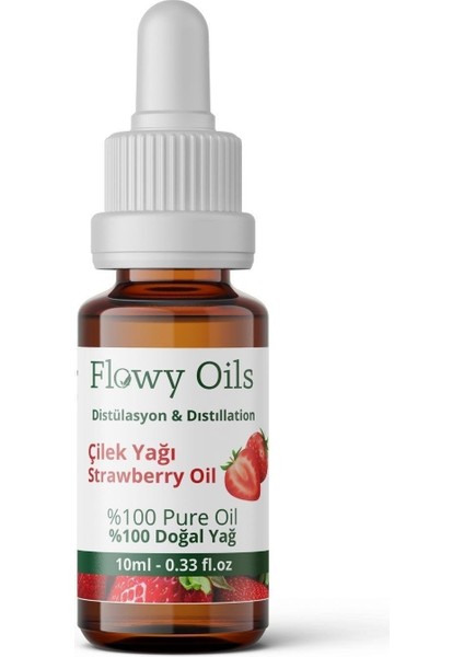 Flowy Oils Çilek Yağı %100 Doğal Bitkisel Uçucu Yağ Strawberry Oil 10 ml