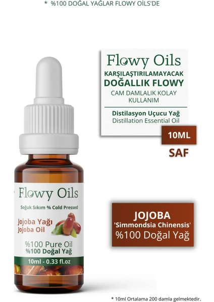 Flowy Oils Jojoba Yağı %100 Doğal Bitkisel Sabit Yağ Jojoba Oil 10 ml