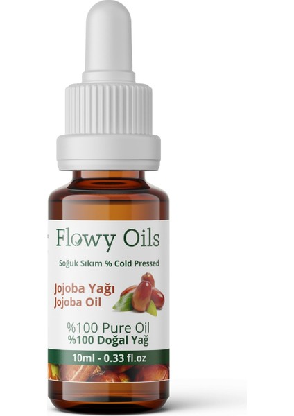 Flowy Oils Jojoba Yağı %100 Doğal Bitkisel Sabit Yağ Jojoba Oil 10 ml