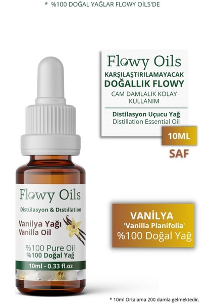 Flowy Oils Vanilya Yağı %100 Doğal Bitkisel Uçucu Yağ Vanilla Oil 10 ml