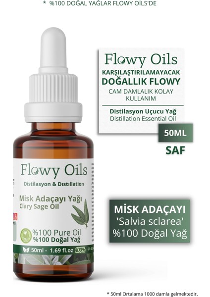 Misk Adaçayı Yağı %100 Doğal Bitkisel Uçucu Yağ Clary Sage Oil 50 ml