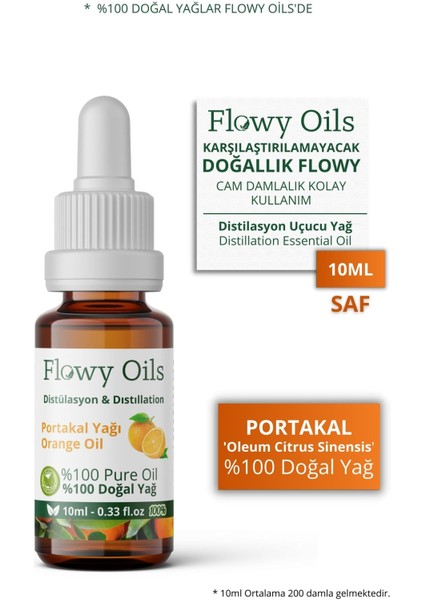 Flowy Oils Portakal Yağı %100 Doğal Bitkisel Uçucu Yağ Orange Oil 10 ml