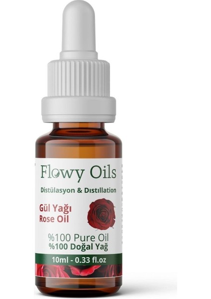 Flowy Oils Gül Yağı %100 Doğal Bitkisel Uçucu Yağ Rose Oil 10 ml