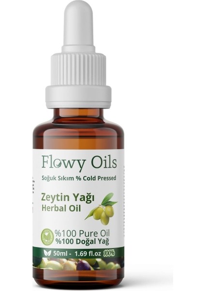 Flowy Oils Zeytin Yağı %100 Doğal Bitkisel Sabit Yağ Olive Oil 50 ml