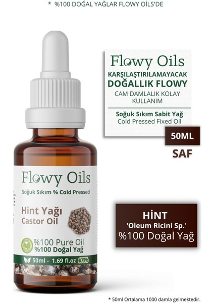 Hint Yağı %100 Doğal Bitkisel Sabit Yağ Castor Oil 50 ml
