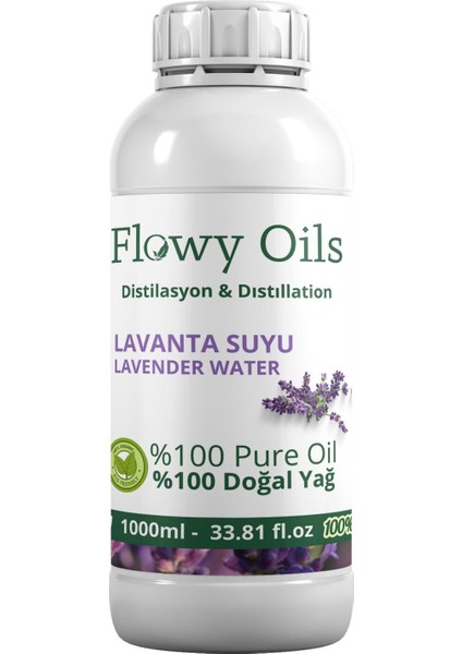 Lavanta Suyu %100 Tam Saf Doğal Yağlı Distilasyon Hidrosöl Suyu Lavander Hydrosol 1000ML 1 Litre