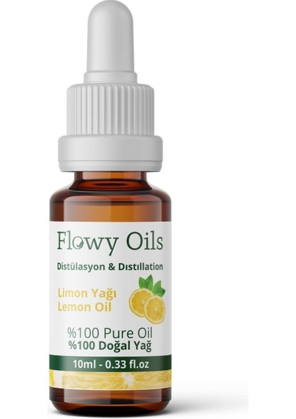 Flowy Oils Limon Yağı %100 Doğal Bitkisel Uçucu Yağ Lemon Oil 10 ml