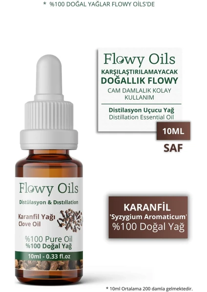 Flowy Oils Karanfil Yağı %100 Doğal Bitkisel Uçucu Yağ Clove Oil 10 ml