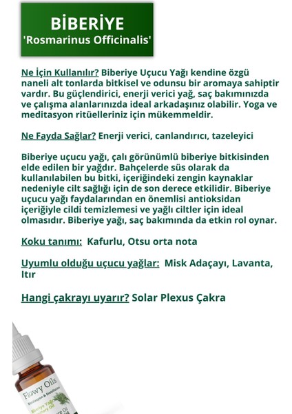Biberiye Yağı %100 Doğal Bitkisel Uçucu Yağ Rosemary Oil 10 ml fiyatları