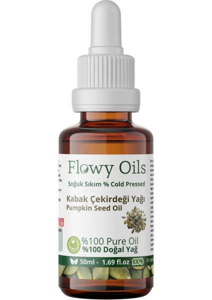 Flowy Oils Kabak Çekirdeği Yağı %100 Doğal Bitkisel Sabit Yağ Pumpkin Seed Oil 50 ml